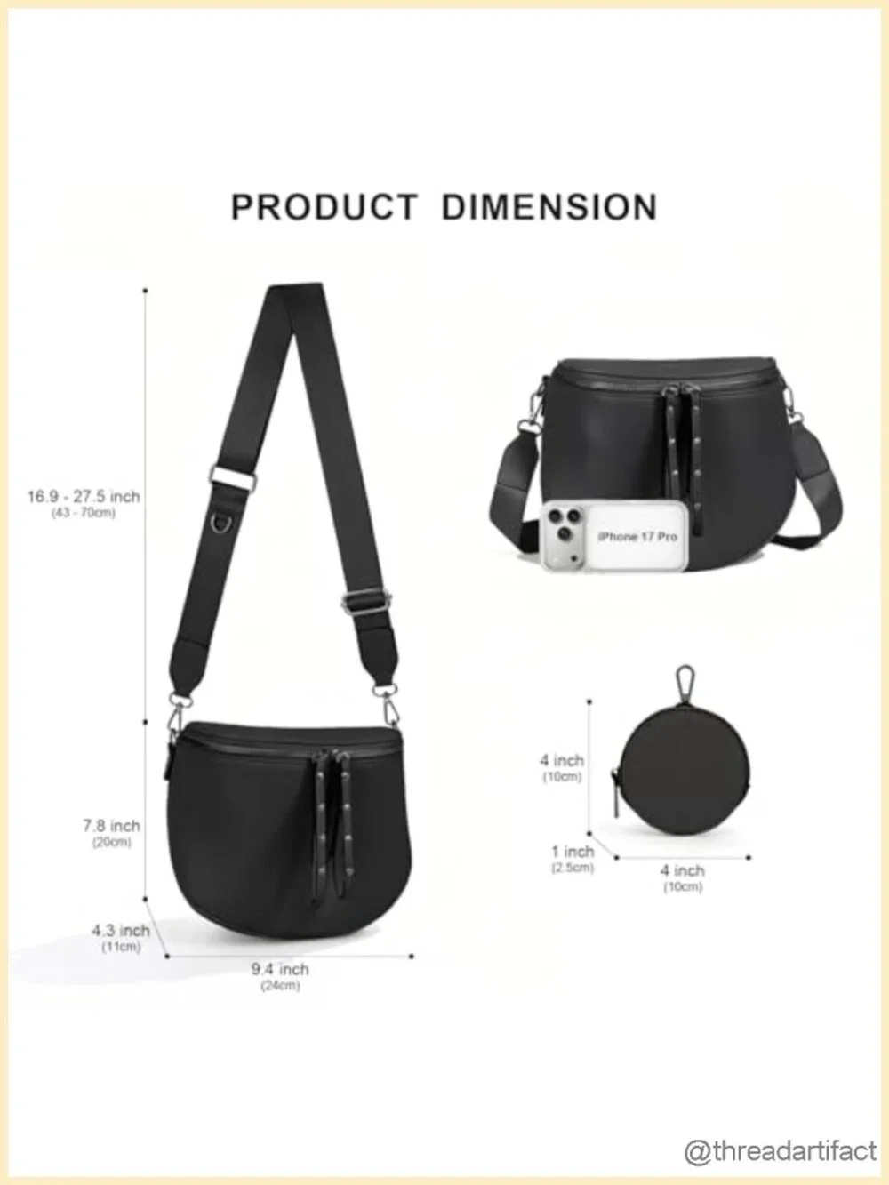 Large Vegan Leather Crossbody Bum Bag with Coin Purse
